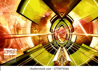 Abstract technology concept background, vector 3D illustration