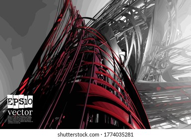 Abstract technology concept background, vector 3D illustration