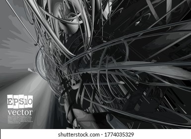 Abstract technology concept background, vector 3D illustration