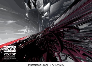 Abstract technology concept background, vector 3D illustration