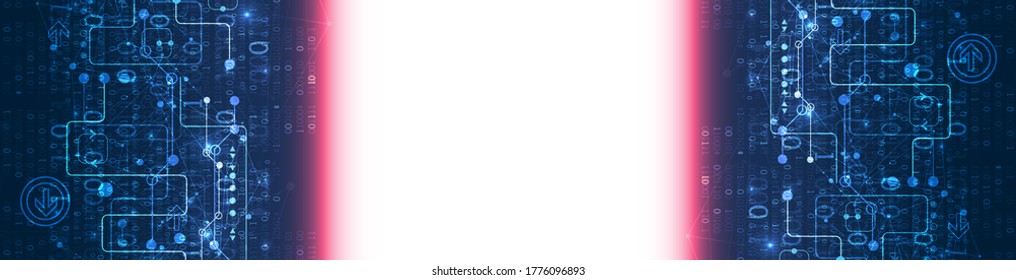 Abstract technology concept with binary code . Circuit board, high computer color background. Vector illustration with space for content, web - template, business tech presentation.