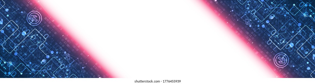 Abstract technology concept with binary code . Circuit board, high computer color background. Vector illustration with space for content, web - template, business tech presentation.