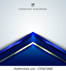 Abstract technology concept blue metallic angle arrow overlapping on white background with space for your text. Vector illustration