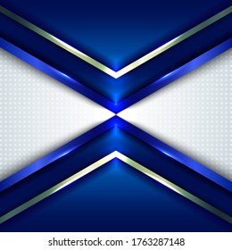 Abstract technology concept blue metallic angle arrow overlapping on white background with space for your text. Vector illustration