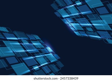 Abstract technology concept blue squares pattern futuristic perspective background