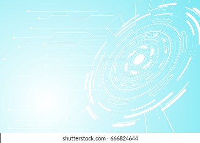 abstract technology concept circle circuit digital link on hi tech future white blue background 
