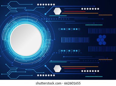 abstract technology concept circle white gray digital on hi tech blue background