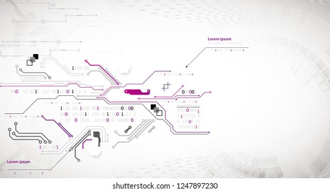 Abstract technology concept. Circuit board, high computer color background. Vector illustration