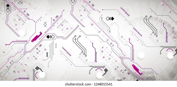 Abstract technology concept. Circuit board, high computer color background. Vector illustration