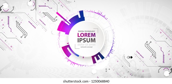 Abstract technology concept. Circuit board, high computer color background. Vector illustration