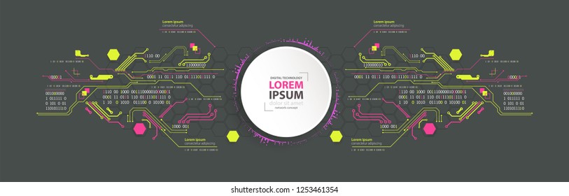 Abstract technology concept. Circuit board, high computer color background. Vector illustration