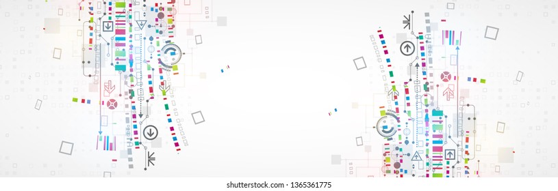 Abstract technology concept. Circuit board, high computer color background. Vector illustration