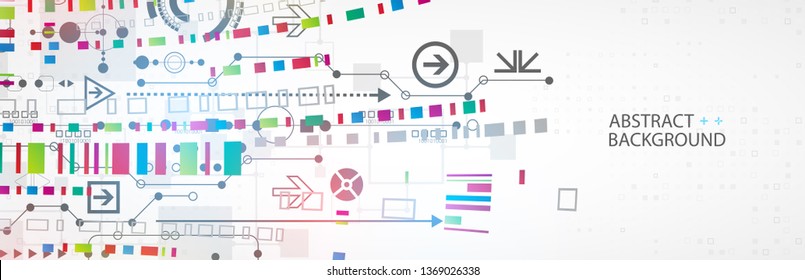 Abstract technology concept. Circuit board, high computer color background. Vector illustration