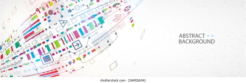Abstract technology concept. Circuit board, high computer color background. Vector illustration
