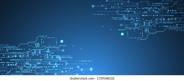 Abstract technology concept. Circuit board, high computer color background. Vector illustration