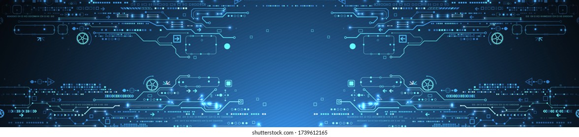 Resumen del concepto de tecnología. Tarjeta de circuito, fondo de color de computadora alto. Ilustración del vector