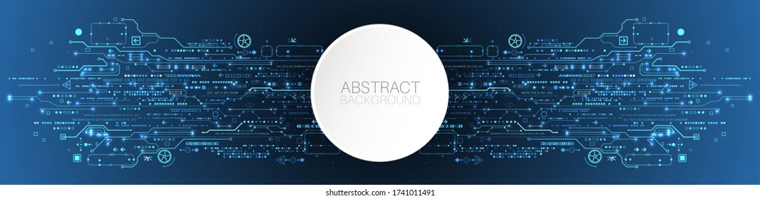 Abstract technology concept. Circuit board, high computer color background. Vector illustration