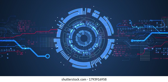 Abstract technology concept. Circuit board, high computer color background. Vector illustration with space for content, web - template, business tech presentation.