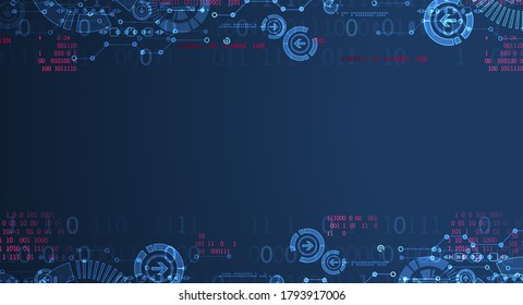 Abstract technology concept. Circuit board, high computer color background. Vector illustration with space for content, web - template, business tech presentation.