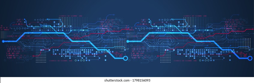Resumen del concepto de tecnología. Tarjeta de circuito, fondo de color de computadora alto. Ilustración vectorial con espacio para contenido, web - plantilla, presentación de tecnología empresarial.