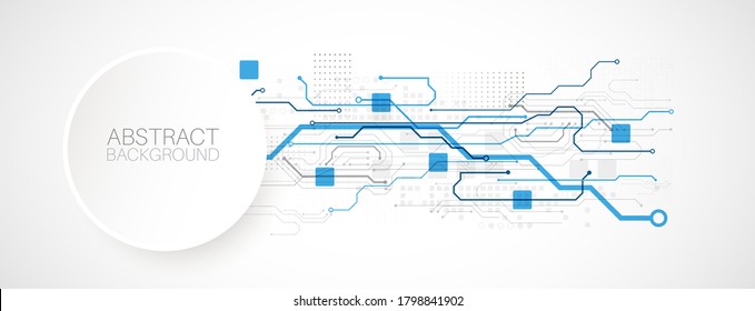 Abstract technology concept. Circuit board, high computer color background. Vector illustration with space for content, web - template, business tech presentation.