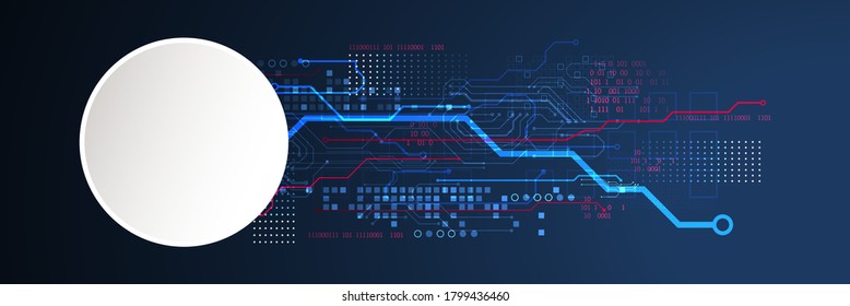 Abstract technology concept. Circuit board, high computer color background. Vector illustration with space for content, web - template, business tech presentation.