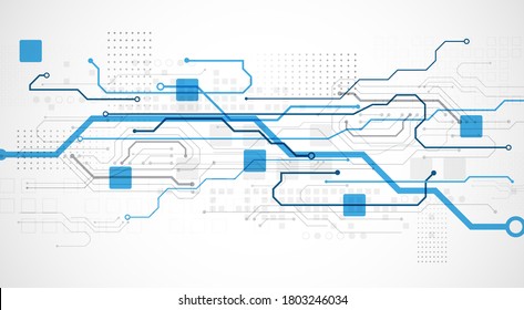 Abstract technology concept. Circuit board, high computer color background. Vector illustration with space for content, web - template, business tech presentation.