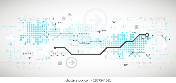 Abstract technology concept. Circuit board, high computer color background. Vector illustration with space for content, web - template, business tech presentation.