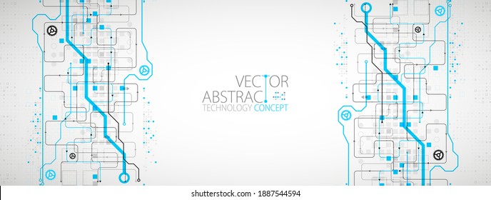 Abstraktes Technologiekonzept. Platine, hellfarbiger Hintergrund des Computers. Vektorgrafik mit Platz für Inhalte, Web - Vorlage, Business-Tech-Präsentation.