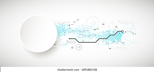 Abstraktes Technologiekonzept. Platine, hellfarbiger Hintergrund des Computers. Vektorgrafik mit Platz für Inhalte, Web - Vorlage, Business-Tech-Präsentation.