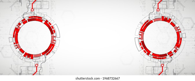 Abstract technology concept. Circuit board, high computer color background. Vector illustration with space for content, web - template, business tech presentation.