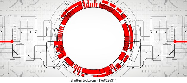 Abstract technology concept. Circuit board, high computer color background. Vector illustration with space for content, web - template, business tech presentation.