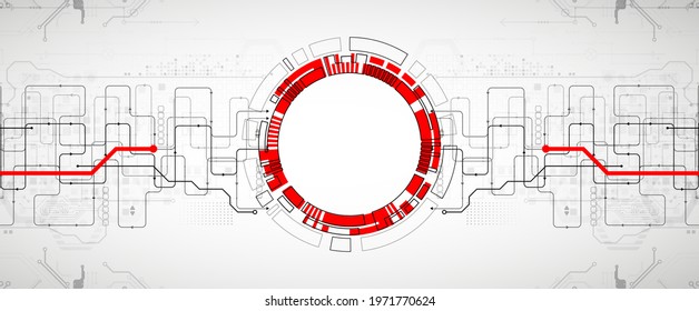 Abstract technology concept. Circuit board, high computer color background. Vector illustration with space for content, web - template, business tech presentation.