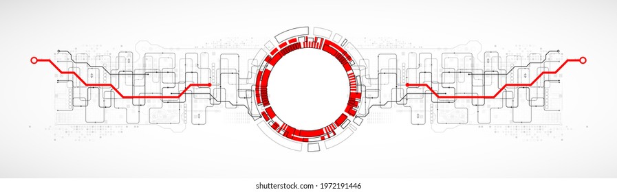 Abstract technology concept. Circuit board, high computer color background. Vector illustration with space for content, web - template, business tech presentation.