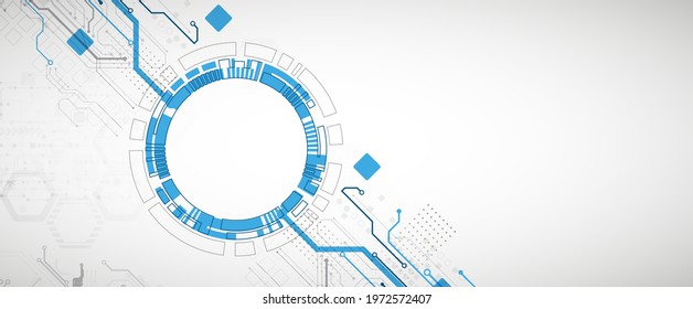 Abstract technology concept. Circuit board, high computer color background. Vector illustration with space for content, web - template, business tech presentation.