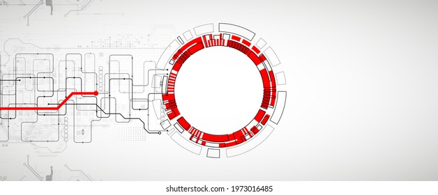 Abstract technology concept. Circuit board, high computer color background. Vector illustration with space for content, web - template, business tech presentation.