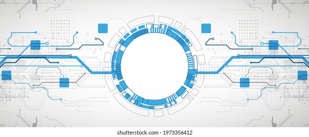 Abstract technology concept. Circuit board, high computer color background. Vector illustration with space for content, web - template, business tech presentation.