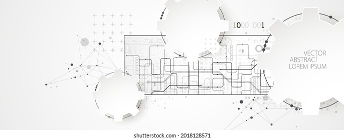 Abstract technology concept. Circuit board, high computer color background. Vector illustration with space for content, web - template, business tech presentation.