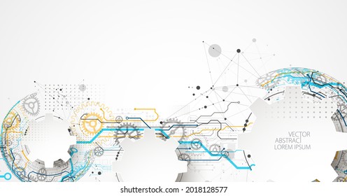 Abstract technology concept. Circuit board, high computer color background. Vector illustration with space for content, web - template, business tech presentation.