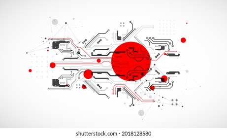 Abstract technology concept. Circuit board, high computer color background. Vector illustration with space for content, web - template, business tech presentation.