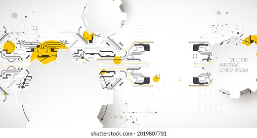 Resumen del concepto de tecnología. Tarjeta de circuito, fondo de color de computadora alto. Ilustración vectorial con espacio para contenido, web - plantilla, presentación de tecnología empresarial.