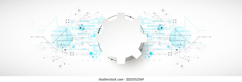 Abstract technology concept. Circuit board, high computer color background. Vector illustration with space for content, web - template, business tech presentation.
