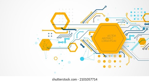 Resumen del concepto de tecnología. Tarjeta de circuito, fondo de color de computadora alto. Ilustración vectorial con espacio para contenido, web - plantilla, presentación de tecnología empresarial.
