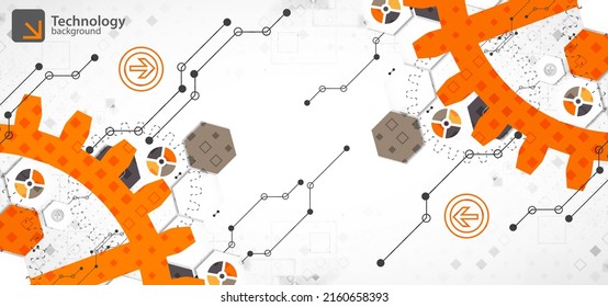 Abstract technology concept. Circuit board, high computer background. Vector illustration with space for content, web - template, business tech presentation.