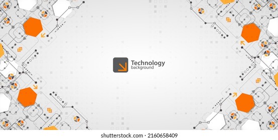 Abstract technology concept. Circuit board, high computer background. Vector illustration with space for content, web - template, business tech presentation.