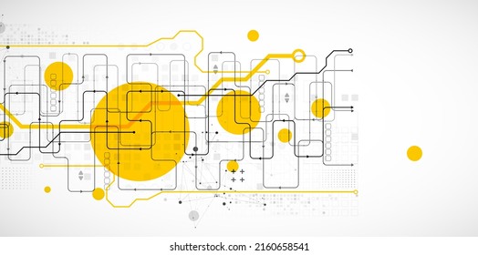 Abstract technology concept. Circuit board, high computer background. Vector illustration with space for content, web - template, business tech presentation.