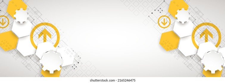 Abstract technology concept. Circuit board, high computer color background. Vector illustration with space for content, web - template, business tech presentation.