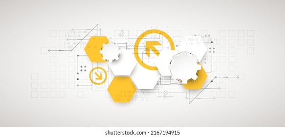 Abstraktes Technologiekonzept. Platine, hellfarbiger Hintergrund des Computers. Vektorgrafik mit Platz für Inhalte, Web - Vorlage, Business-Tech-Präsentation.