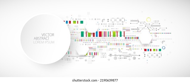 Abstract technology concept. Circuit board, high computer color background. Vector illustration with space for content, web - template, business tech presentation.