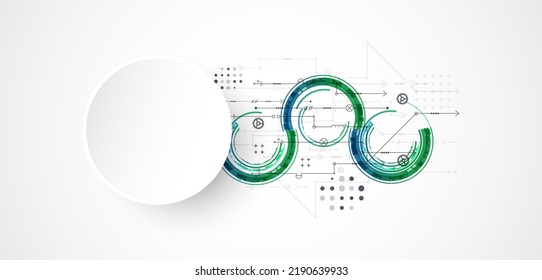 Abstraktes Technologiekonzept. Platine, hellfarbiger Hintergrund des Computers. Vektorgrafik mit Platz für Inhalte, Web - Vorlage, Business-Tech-Präsentation.